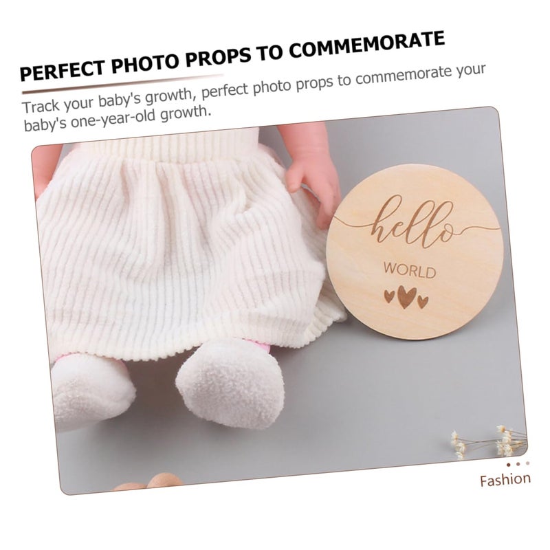 6Pcs Wooden Baby Milestone Cards For Newborn Growth Tracking Photo Props - Image 3
